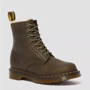 Dr. Martens Olive Faux Fur-Lined Boots